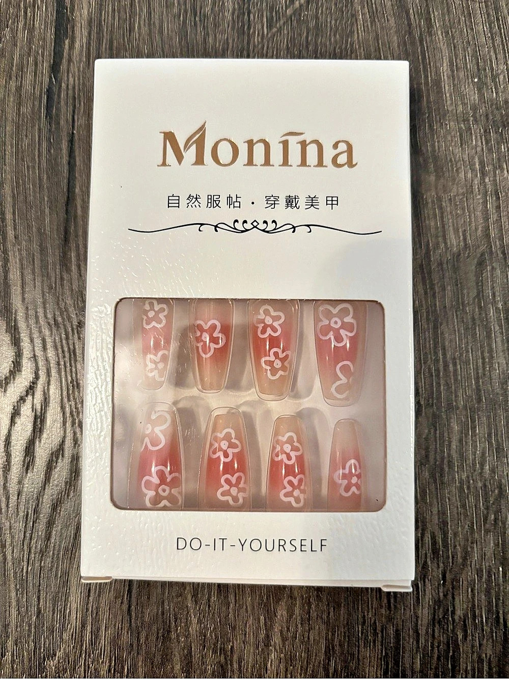 Moniina Floral Pink & White Press-On Nails NWT